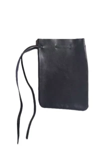 Schwarzes großes 100 % reines Leder Etui mit Kordelzug Spitze Schmuck Münze USA - Bild 1 von 4