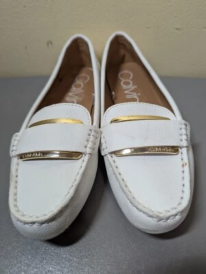 Mocasines Leonie para mujer Calvin Klein talla 5,5 34E9797, zapatos blancos. Foto 1 de 4
