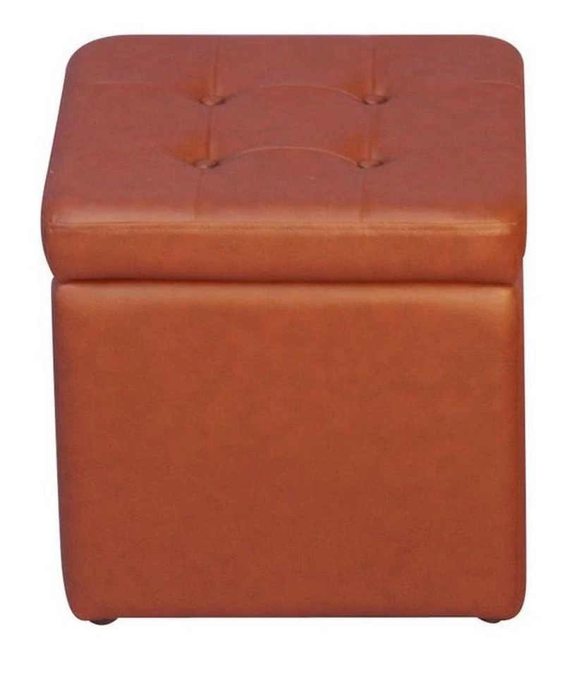 Hocker Truhe Fußhocker Sitzwürfel Sitzhocker Stauraumhocker KunstlederOptik Brau - Bild 1 von 1