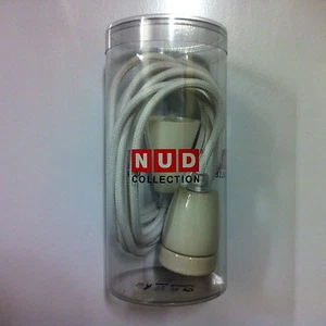 NUD Classic Pendelleuchte - Porzellanfassung - Textilkabel 3m - Stoffkabel Weiss - Bild 1 von 3