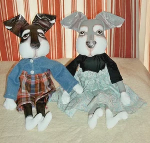 Buy 2 Get the 3rd FREE, PATTERN, Primitive Folk Art Doll, Schnauzer Dog Doll - Picture 1 of 1