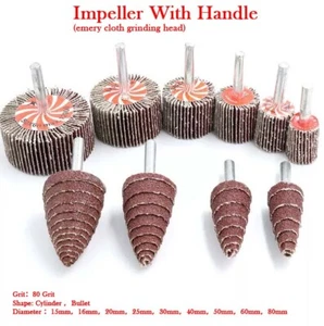 Almohadillas de pulido de lijado abrasivo de disco de rueda con aleta de grano 80 para taladros vástago de 6 mm - Imagen 1 de 16
