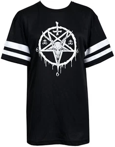 Womens Baphomet American Football Mesh Net T-Shirt Baggy Slouch Pentagram Gothic - Picture 1 of 1