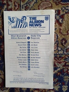 1967/68 WEST BROMWICH ALBION RESERVES V STOKE CITY PROGRAMME FREEPOST - Picture 1 of 3