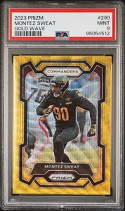 2023 Montez Sweat #299 Prizm Gold Wave PSA 9 MINT SSP #/10 Optic Select Mosaic - Picture 1 of 2
