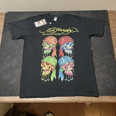 Ed Hardy Shirt Vintage Men 2XL Rhinestone Graphic Skulls Made in USA Andy Warhol - Image 1 of 4