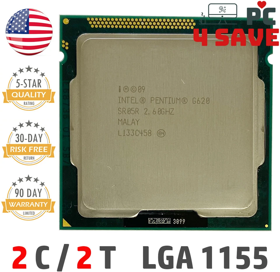 Intel Pentium Dual-Core G620 SR05R 2.60GHz 3MB LGA-1155 Desktop CPU Processor - Image 1 of 1