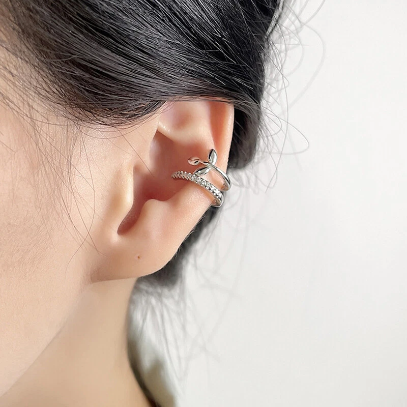 Ohrklemme Ohrclip Ohrschmuck Ear Cuff * Strass Ast Blatt Blätter - Bild 1 von 1