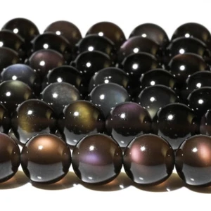 Cuentas de obsidiana de hielo negro arco iris natural de 4 mm 6 mm 8 mm 10 mm 12 mm 14 mm 18 mm 20 mm - Imagen 1 de 25