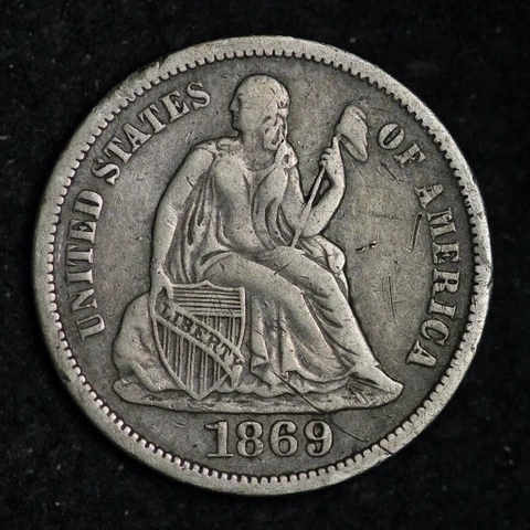 1869-S Seated Liberty Silver Dime CHOICE XF E241 QCXZ Cover