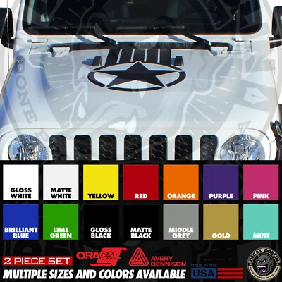 Pegatinas de vinilo calcomanías gráficos para Jeep se adapta a rayas Gladiator/Wrangler Star Hood Foto 1 de 4