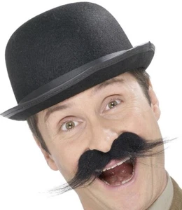 Mens 20s 1920s Investigator Gent Fancy Dress Tash Moustache Black by Smiffys - Picture 1 of 2