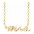14K Yellow Gold Petite Mrs Necklace, 16 Inch or 18 Inch