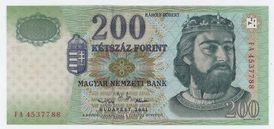 Hungary 200 Forint 2001 Pick 187.a UNC Uncirculated Banknote - Image 1 of 2