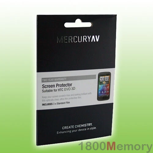 Mercury AV Screen Protector 3Pack for HTC EVO 3D Phone PG86100 PG86300 Clear - Image 1 of 1