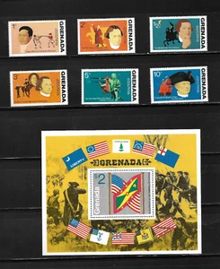 GRENADA 1976, SERIE MÁS HOJA BLOQUE BICENTENARIO REVOLUCIÓN AMÉREICA.MNH. - Imagen 1 de 1