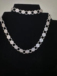 VTG Sarah Coventry Set Silver-Tone Necklace Choker & Bracelet Etched Floral  - Picture 1 of 8