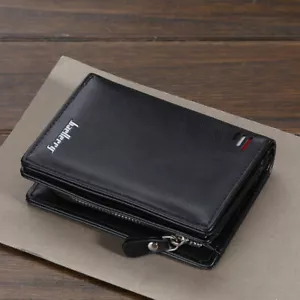 Leder Herren Geldbörse Geldbeutel Portemonnaie RFID Klein Portmonee -Schwarz NEU - Bild 1 von 11