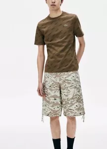 Lacoste Live Cargo Shorts Men's Cotton Classic Size 30 White/Surf White/Camo - Picture 1 of 11