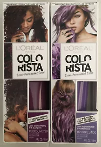 2- L'Oreal Colorista Semi-Permanent Hair Color (Burgundy20 & Purple400) - Picture 1 of 5