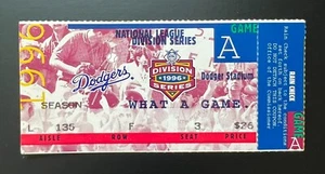 Boleto del Juego 1 1996 NLDS Atlanta Braves vs Los Angeles Dodgers 2/10/96 - Imagen 1 de 1