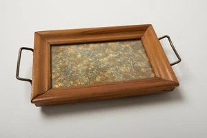 Vassoio in vetro e legno metà secolo (N7L) chiavi accendisigari colpi di liquore - Foto 1 di 8