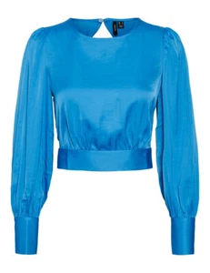 Vero Moda Top Recortado Azul Natalia 10268618 Camisa Corta Rebajas -50% - Imagen 1 de 2