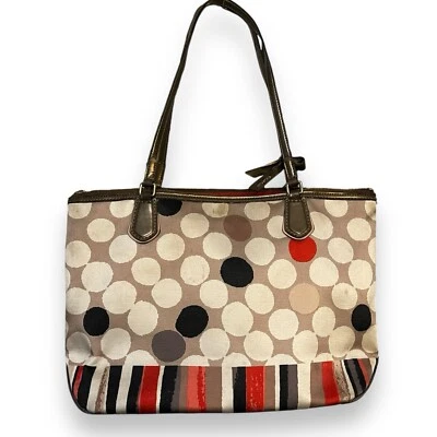 Coach Shoulder Bag 25126 Poppy Watercolor Polka Dot Women's Zip Casual FLAWED - Image 1 of 4
