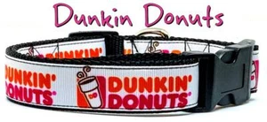 Dunkin Donuts Hundehalsband handgefertigt verstellbare Schnalle 1"" oder 5/8"" breit oder an der Leine - Bild 1 von 12