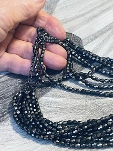 Smokey Grey Black Shiny Necklace ~ Evening Occasions - Picture 1 of 4