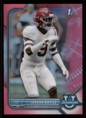 2022 Bowman University Chrome Pink Refractors #66 Jordan Battle - Image 1 of 2