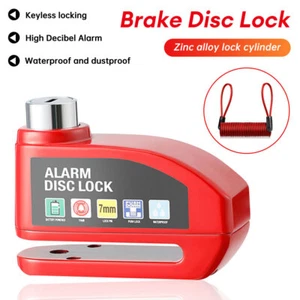 Motorcycle Bicycle Anti-theft Wheel Disc Brake Lock Security Alarm Waterproof US - Picture 1 of 20