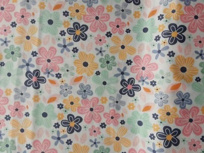 Flowers on White 100% cotton fabric from Riley Blake, per Fat Quarter