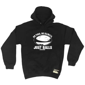 Rugby Uau No Pads Helments Just Balsl - Novelty Clothing Funny Hoodies Hoodie - Picture 1 of 10