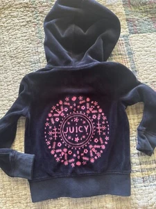 Girls JUICY COUTURE Blue Pink Embroidered Velour Track Jacket Hoodie Sz XS Logo - Picture 1 of 4