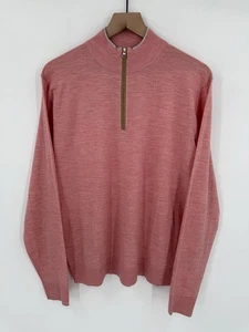 Peter Millar Crown Crafted Excursionist Flex Quarter Zip Sweater Pink Mens Large - Picture 1 of 4
