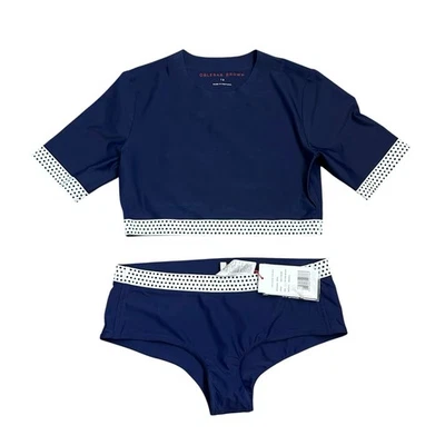 Orlebar Marrón Bikini Mujer US 8 / UK 12 Azul Marino Conjunto de Dos Piezas Lunares NUEVO Foto 1 de 4
