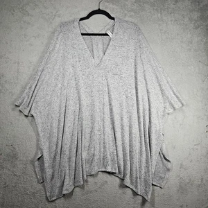 ZENANA OUTFITTERS Heathered Gray Tunic Top/Cover Up Poncho V-Neck Oversized Sz M - Picture 1 of 9
