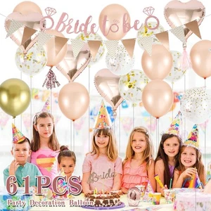 Hen Party Decoration Balloon 61Pcs Rose Gold Balloons with Confetti Latex qiRvz - Picture 1 of 11