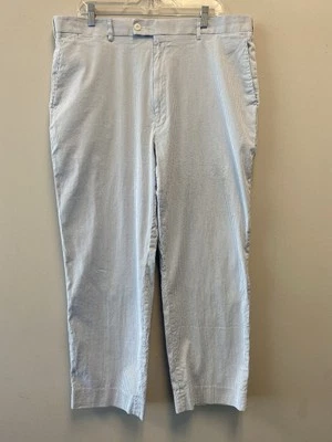 Pantalones estilo Seersucker Louis Raphael 100 % algodón azul blanco a rayas—40/30 Foto 1 de 4