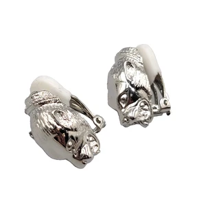 Vintage Puma Raubkatze Statement Clip auf Ohrringe versilbert 7/8 Zoll - Bild 1 von 7