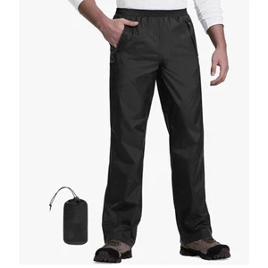 NEW 33,000ft Packable Rain Pants Black Waterproof Hiking Outdoor Nylon Size M - Picture 1 of 7