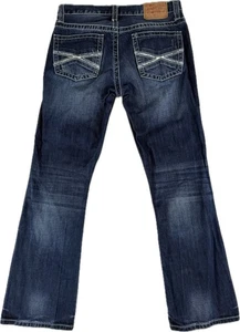 John B Stetson 1014 Rocker Boot Leg Jeans 32x32 Dark Blue Denim Pocket Details - Picture 1 of 12