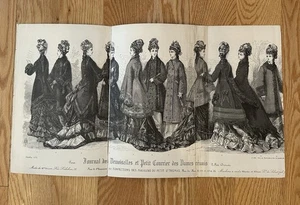 Antike Radierung Paris Mode Journal des Demoiselles et Petit Courrier des Dame - Bild 1 von 6