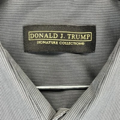 Donald J Trump Men (L) long sleeve button up gray non-iron collector dress shirt - Image 1 of 4