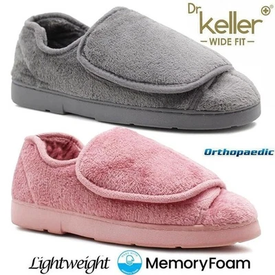 MYSHOESTORE Dr Keller Ladies Wide Fit Memory Foam Slipper Washable Diabetic Orthopaedic Shoe