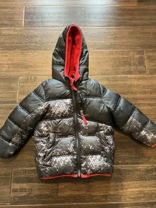 Snozu 3T Boy's Fleece Inner Bib Puffy Down Jacket Red & Black - Picture 1 of 4