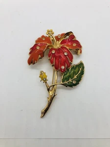 Jose Maria Barrera Avon Hibiskus Statement Brosche - Bild 1 von 9