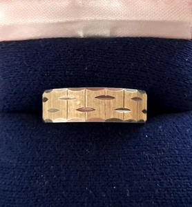 STERLING SILVER GILDED ETCHED BAND RING 6mm WIDE size N   #CC - Bild 1 von 4