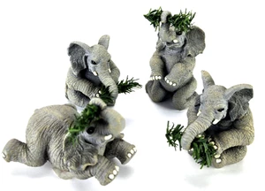 Lot of 4 Adorable Baby Elephant Figurines Statues Sculptures 3 inch - Picture 1 of 14